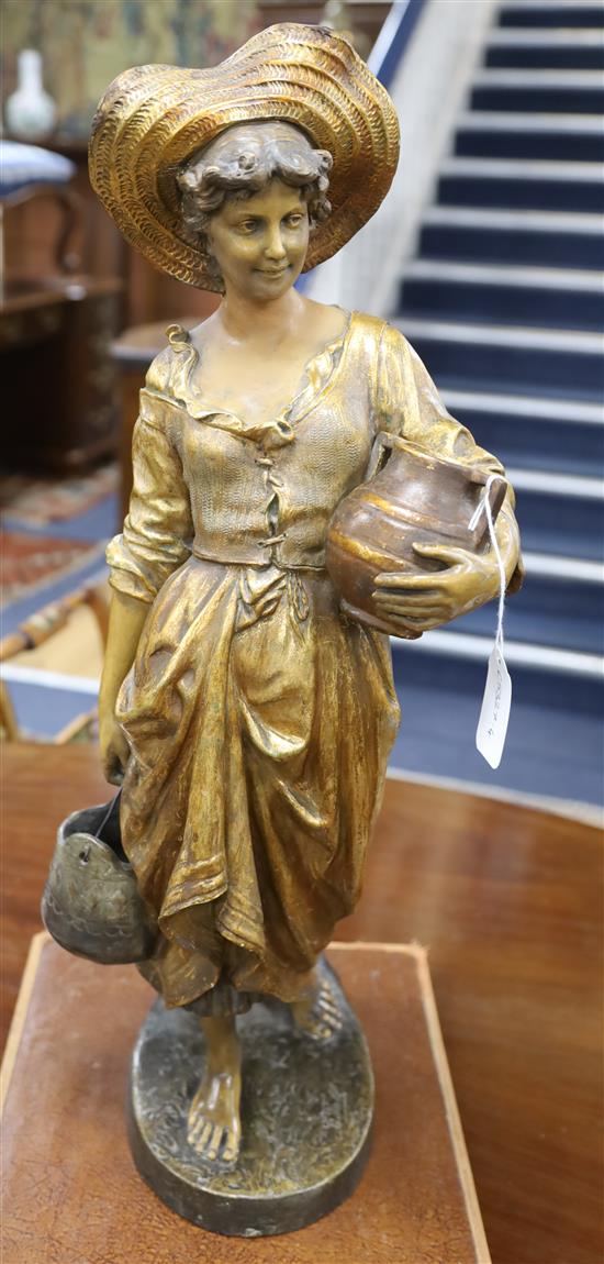 A Goldscheider figure of a Dutch girl carrying a water jug H.66cm